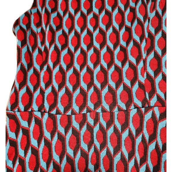 Anthropologie 4C Women's XS Geometric Red/Blue/Black Print Dress - Picture 2 of 7
